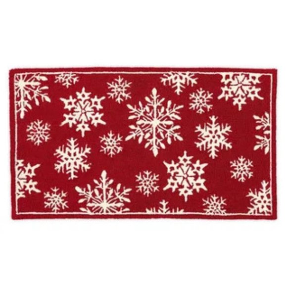 Snowflakes Holiday Hooked Accent 42.75" x 24" Non-Slip Indoor Outdoor Door Mat - Picture 1 of 2